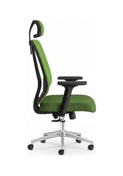 Upstyle Poyraz Başlıklı Fileli Ergonomik Çalışma Koltuğu Yeşil Krom Koltuk 66 125 65 Cm
