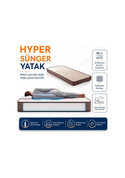 Homedius Hyper Sünger Ortopedik Tek Kişilik Yatak 90x190x12 Cm Beyaz