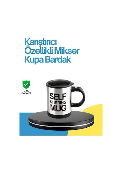 Kendi Kendini Karıştıran Termos Kupa Pratik, Güçlü Motorlu Ve Termos Özellikli Gri