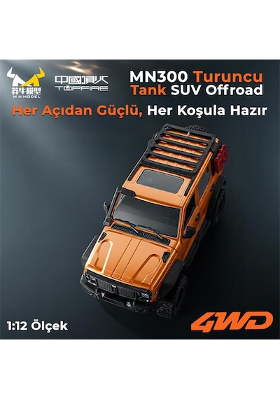 Mn Model Mn300 1/12 Tank Suv 4wd Rc Crawler Offroad Uzaktan Kumandalı Araba Arazi Aracı Model Car Truck Rtr Turuncu Mn-300 +dahili Işık Seti Mnmodel/mn300-orange