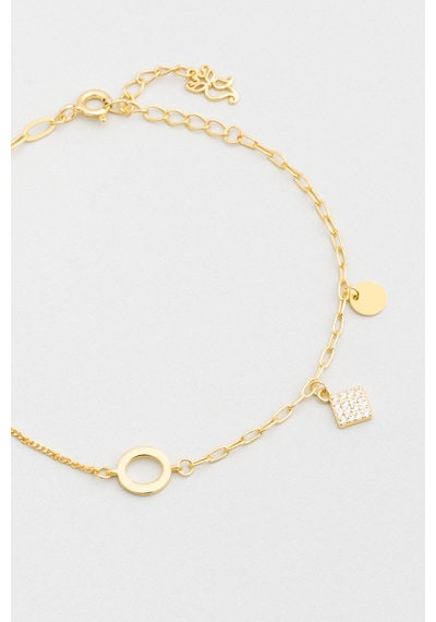 So Chic Minimal Stil 18 Ayar Sarı Altın Kaplama 19 Cm Gümüş Bileklik Sarı