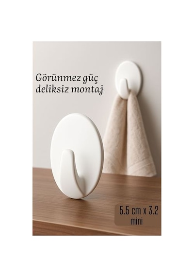 Zenvac Mini Kendinden Yapışkanlı Duvar Askısı 5.5 X 3.2 Cm İz Bırakmaz, Güçlü Tutuş 722286 Zenvac29 Renkli