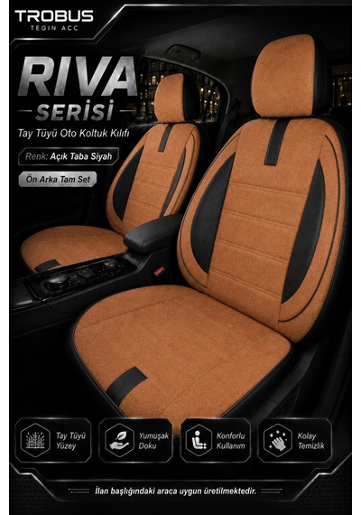 Volkswagen Bora 1998-2005 Uyumlu Riva Serisi 2+1 Ticari Ortopedik Tay Tüyü Koltuk Kılıfı Taba Siyah