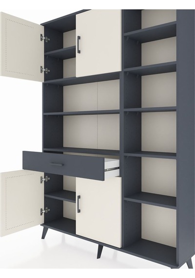 Arges Dolap 10 Raflı Tek Çekmeceli 4 Kapaklı 132x30x195 Antrasit-aytaşı/antrasit Aytası/antrasıt Arges Dolap 10 Raflı Tek Çekmeceli 4 Kapaklı 132x30x195 Antrasit-aytaşı/antrasit Aytası/antrasıt
