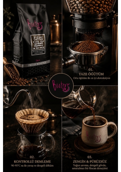 Boaters Öğütülmüş Filtre Kahve 1 KG Medium-Dark Kavrum