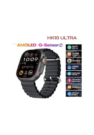Watch 9 Ultra 2 Serisi 49mm Akıllı Saat Hk 10 Ultra Amoled Ekranlı Tecno Spark 10 Pro Uyumlu