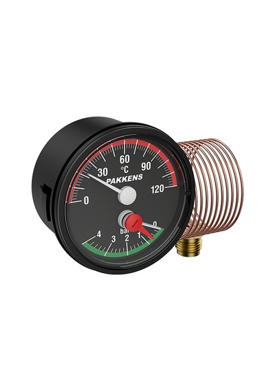 Pakkens 50MM 120 C Derece /4 Bar Kablolu Kombine Ölçer Termo-Manometre