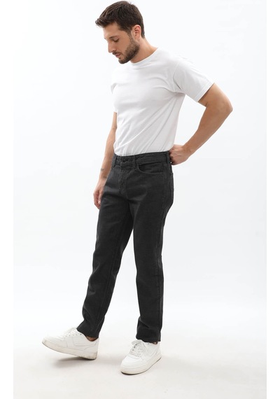 Erkek Regular Fit Koyu Gri Jean Pantolon Gri