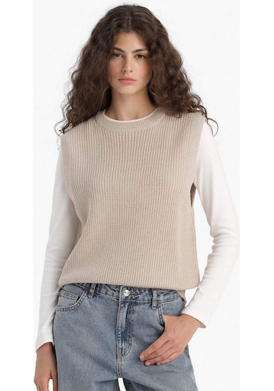 Defacto Oversize Geniş Kalıp Bisiklet Yaka Yelek S0375az25wnbg644 Bej