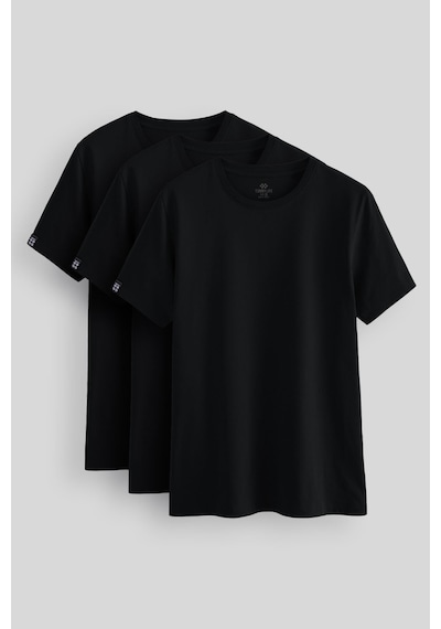 Tommylife Standart Fit Basic O Yaka 3lü Paket Siyah Erkek T-shirt 87911 SIYAH