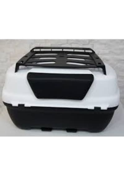 Maxem Sl45 Full Beyaz 45l Motosiklet Arka Çanta Anahtarlı Kilit, Üst Bagaj & Sırtlık Geniş Hacim Beyaz