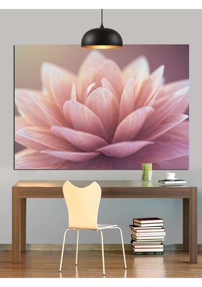 Pembe Lotus Çiçek Dekoratif Kanvas - Mdf Ahşap Tablo