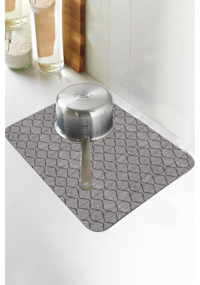 Gri Düz Microfiber Bulaşık Kurutma Kurulama Matı Mm001