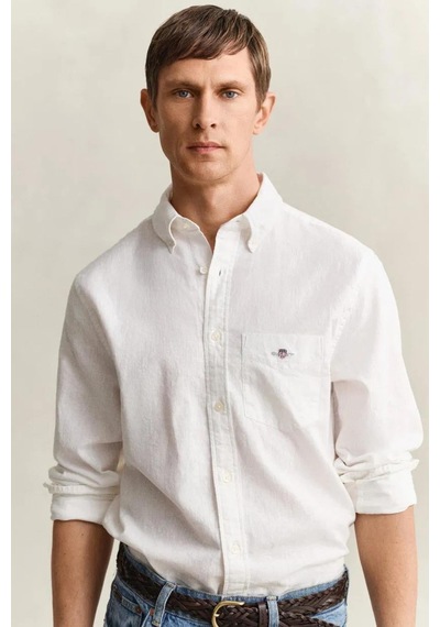 Gant Erkek Beyaz Regular Fit Logolu Gömlek-14838