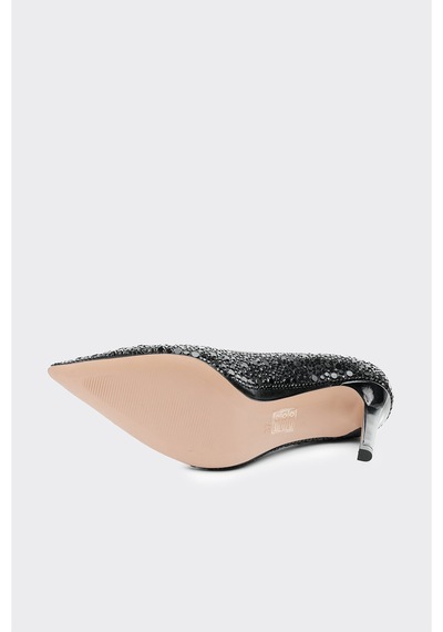 Derinet İnce Topuk Kadın Stiletto Siyah Siyah