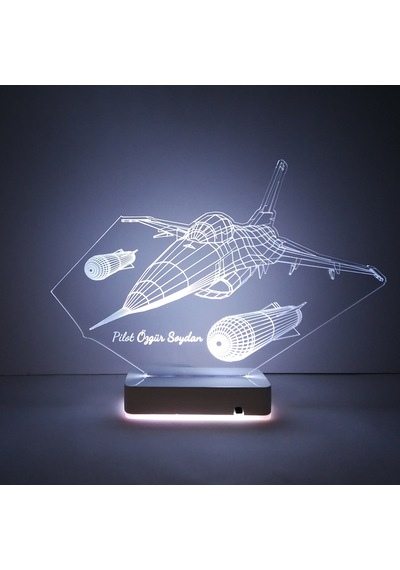 Kişiye Özel F16 Savaş Uçağı Masaüstü 3D Led Lamba