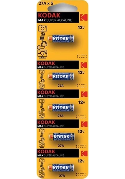 Kodak Max 27A 12V Kartela Super Alkalin Pil 5'li