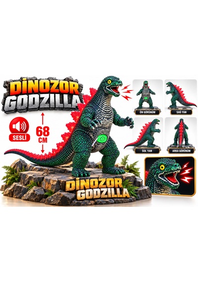 Oyuncak Godzilla Sesli Yumuşak Dinozor Büyük Boy 68 Cm Dev Monster Canavar Oyun Arkadaşı