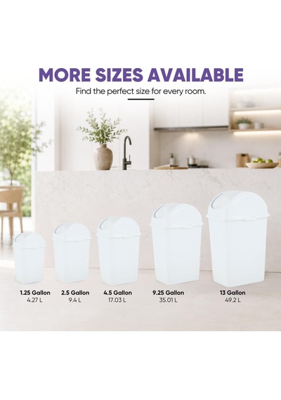 2,6 Litre Küçük Slim Trash Can Beyaz