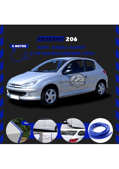 Peugeot 206 Oto Araç Kapı Koruma Fitili 5metre Parlak Mavi Renk