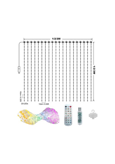 Rgb Akıllı Perde Işıkları 400 Led Işıklı Uzaktan Kumanda Hediye