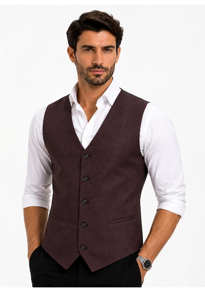 Mentor Regalo Erkek Yelek V Yaka Bordo Puanlı 50304