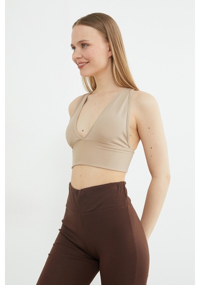 Fullamoda Basic Fitilli Kaplı Büstiyer Bej