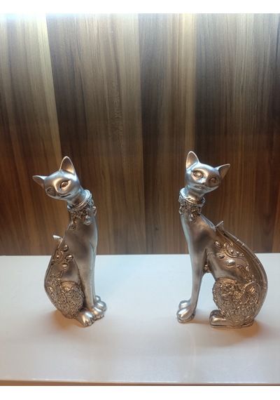 13 Cm-18 Cm Ebatlarda Kırılmaz Polyestr2li Beyaz Renk Kedi Biblo