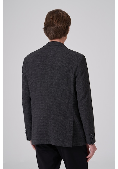 Morven Erkek Siyah Yünlü Trend Desenli Slim Fit Mono Yaka Ceket 26ks002007001 Siyah