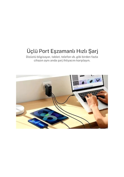 140w Şarj Adaptör Telefon Macbook Uyumlu  Laptop Destekli 3 Type-c + 1 Usb 140w Gan Turbo Hızlı Şarj