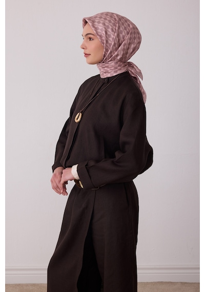 Belli Geometrik Desen %100 Twill İpek Eşarp Be25 Pudra