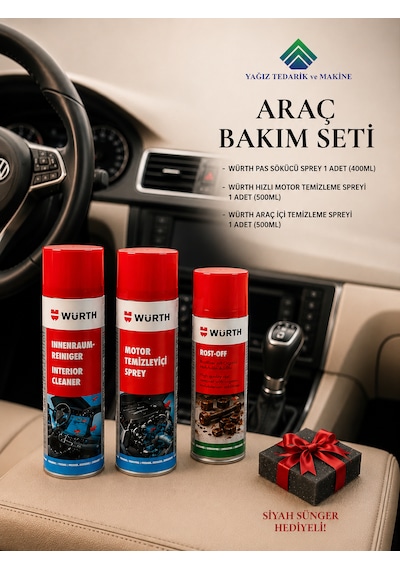 Araç Bakım Seti Pas Sökücü + Motor Temizleme + Araç İçi Temizleme 3'lü