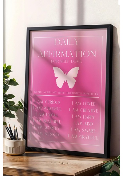 Daily Affirmation For Self Love Çerçeveli Tablo Aura Enerji Renkleri Günlük Olumlama Tekrar Cümleleri