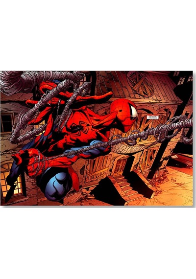 Cakasepetim Spider Man Ağları Üzerinde Uçuyor Ahşap Mdf Tablo