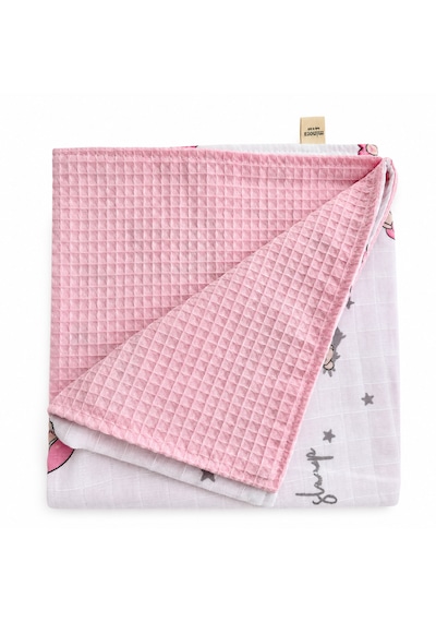 Minora Baby&kids Çift Taraflı Pike Müslin Bebek Örtüsü 100x100 CM - Pembe Ayı