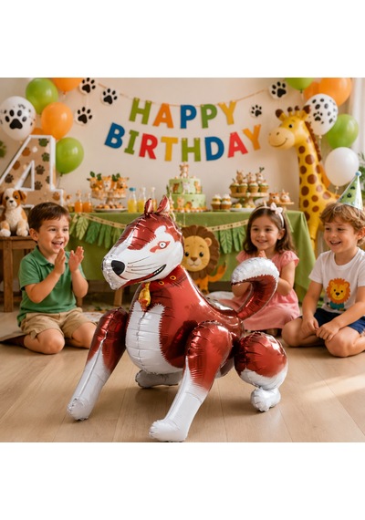 4d Köpek Folyo Balon 68x58 Cm Hayvan Temalı Doğum Günü Parti Süsü Dekorasyon Balonu Çok Renkli