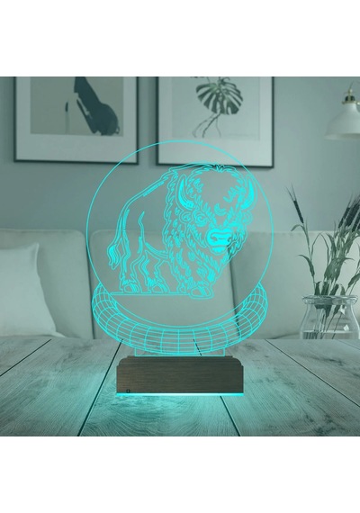 Luvivia Bizon Tasarım 3d Lamba - Masa Gece Lambası Şeffaf