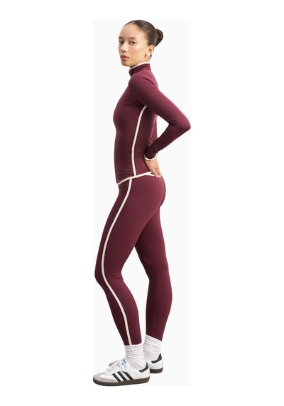 Because Of Alice Base Contrast Trim Zip Up Jacket Şekillendirici Kontrast Detaylı Kadın Ceket Bordo