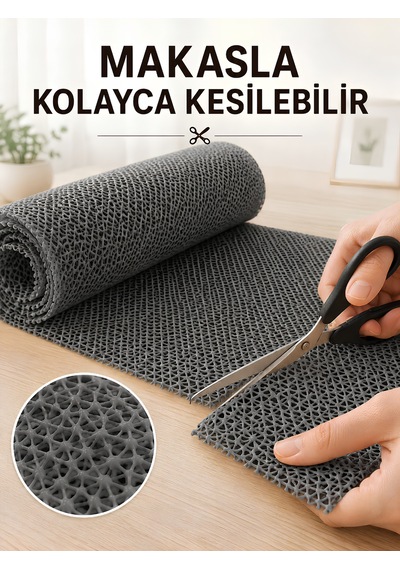Beylini Halı Kaydırmazı Halı Altı Kaydırmaz Dolap Raf Örtüsü Kaymaz Örtü Toplanmayı Önler Halı Yolluk Tabanı Antrasit 60x500