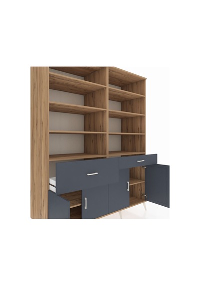 Kronos Gardrop 10 Raflı 2 Çekmeceli 4 Kapaklı 176x59x221 Çam-antrasit Antrasit Kronos Gardrop 10 Raflı 2 Çekmeceli 4 Kapaklı 176x59x221 Çam-antrasit Antrasit