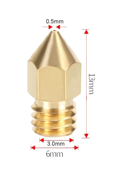 Koodmax 5 Adet 3d Yazıcı Printer Mk8 Extruder 3.0mm/ 0.5mm Baskı Kafası Nozzle