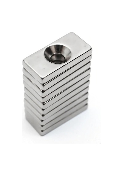 10 Adet 20X10X4X5 Köşeli Havşa Delikli Güçlü Neodyum Mıknatıs N11.2408