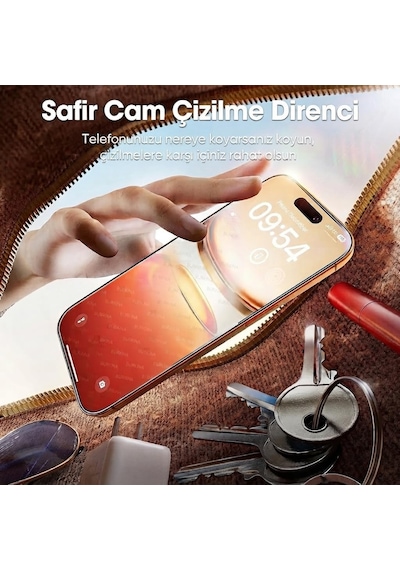 Sapphıre Cam,kolay Uygulama Set İphone 15,16 İle Tam Uyumlu Extra Hd,safir Cam,otomatik Aparat Seti,ahize Korumalı,tam Kaplayan, İnce Çerçeve,iphone Ekran Koruyucu