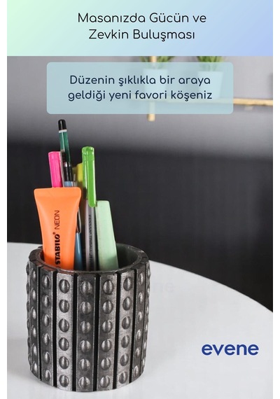 Kalemlik Masa Kalemliği Organizer Kalemlik Gümüş Eskitme Renk Model 91 Çok Renkli