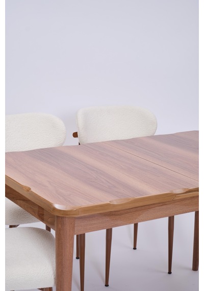 Yakamoz Polo Mdf Lak Panel Mutfak Masa Sandalye Takımı 80x130 Ceviz