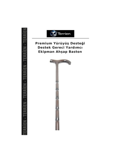 Terrien Premium Yürüyüş Desteği Destek Gereci Yardımcı Ekipman Ahşap Baston Kahverengi
