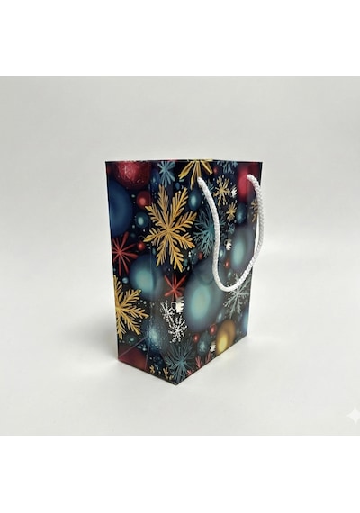 Eczane Hediyelik & Alışveriş Karton Çanta Körüklü Mutlu Yıllar 14 x 20 x 8 CM10 Adet