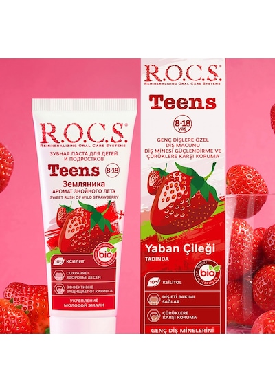 R.o.c.s. Teen Yaban Çileği Diş Macunu 8-18 Yaş 60 Ml Temel Bakım