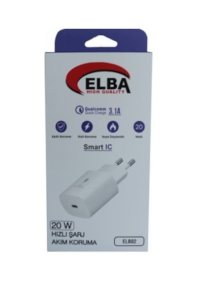 Elba Elb02-20wpd Beyaz 20w Usb-c Şarj Kafa Pd 3.0/