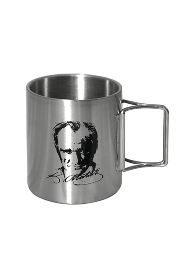 Orcamp Katlanır Saplı Çelik Bardak Atatürk Out-1800 Gri
